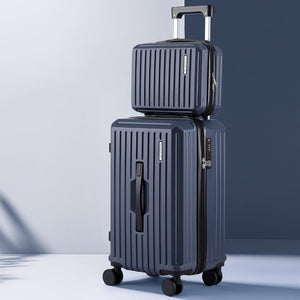 Wanderlite 2pcs Trunk Luggage Suitcase Travel Carry On TSA Lock 12" 20" Navy - Glam Warehouse