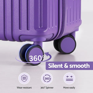 Wanderlite 2pcs Trunk Luggage Suitcase Travel Carry On TSA Lock 12" 20" Purple - Glam Warehouse