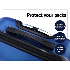 Wanderlite 2Set 20-28 Inch Luggage with TSA Lock Spinner Carry On Hard Shell Travel Suitcase Luggage Case Blue - Glam Warehouse