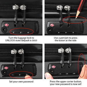 Wanderlite 2Set 20-28 Inch Luggage with TSA Lock Spinner Travel Suitcase Carry On Hard Shell Luggage Case Black - Glam Warehouse
