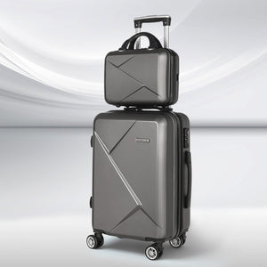 Wanderlite 2Set 20 Inch Luggage Case with 12 Inch Handheld Luggage Box Hard Shell Travel Suitcase TSA Lock Dark Grey - Glam Warehouse