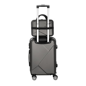Wanderlite 2Set 20 Inch Luggage Case with 12 Inch Handheld Luggage Box Hard Shell Travel Suitcase TSA Lock Dark Grey - Glam Warehouse