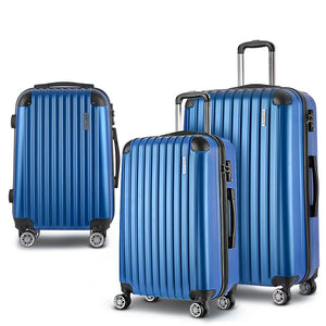 Wanderlite 3 Set Luggage 20-24-28 Inch with TSA Lock Spinner Hard Shell Travel Suitcase Luggage Organiser Case Blue - Glam Warehouse