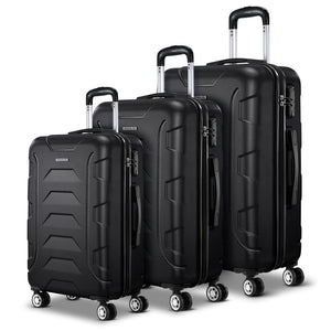 Wanderlite 3Set 20-24-28 Inch Luggage with TSA Lock Spinner Carry On Hard Shell Travel Suitcase Luggage Case Black - Glam Warehouse