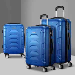Wanderlite 3Set 20-24-28 Inch Luggage with TSA Lock Spinner Carry On Hard Shell Travel Suitcase Luggage Case Blue - Glam Warehouse