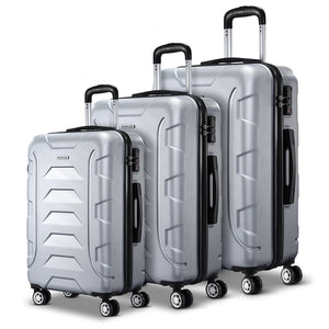 Wanderlite 3Set 20-24-28 Inch Luggage with TSA Lock Spinner Carry On Hard Shell Travel Suitcase Luggage Case Silver - Glam Warehouse