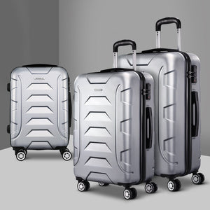 Wanderlite 3Set 20-24-28 Inch Luggage with TSA Lock Spinner Carry On Hard Shell Travel Suitcase Luggage Case Silver - Glam Warehouse