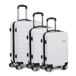 Wanderlite 3Set 20-24-28 Inch Luggage with TSA Lock Spinner Travel Suitcase Carry On Hard Shell Luggage Case White - Glam Warehouse