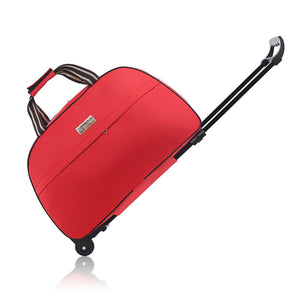 Wheeled Travel Duffle Trolley Bag Carry On Rolling Luggage Suitcase Tote Durable - Red-24in - Glam Warehouse