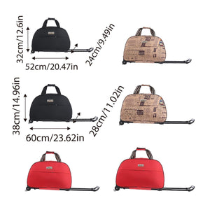 Wheeled Travel Duffle Trolley Bag Carry On Rolling Luggage Suitcase Tote Durable - Red-24in - Glam Warehouse