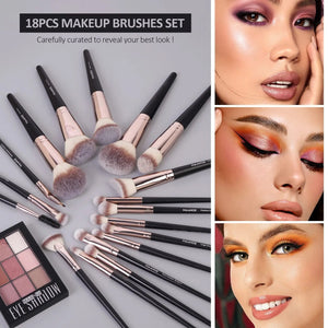 18-Piece Professional Brushes Set With Bag - Glam Warehouse
