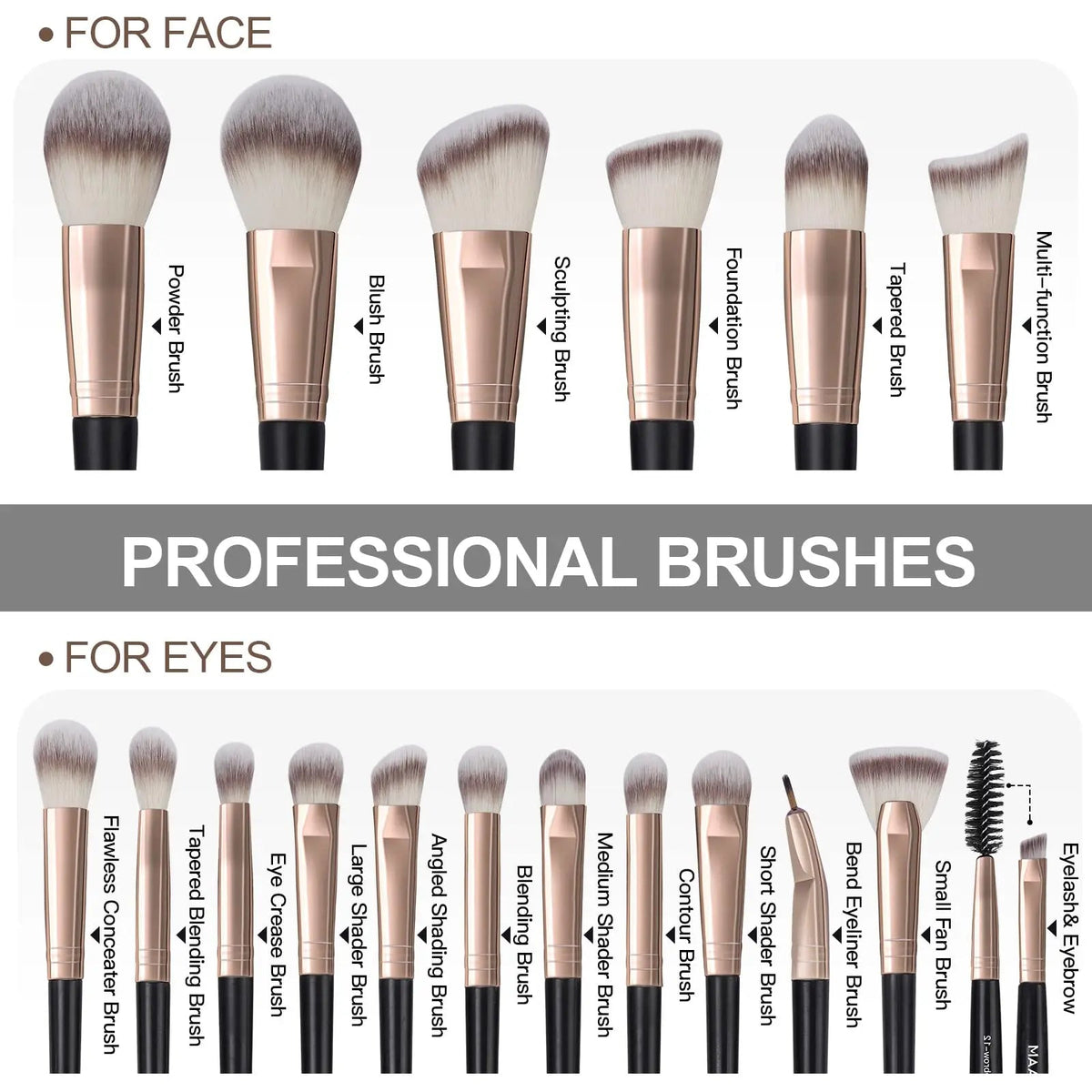 18-Piece Professional Brushes Set With Bag - Glam Warehouse