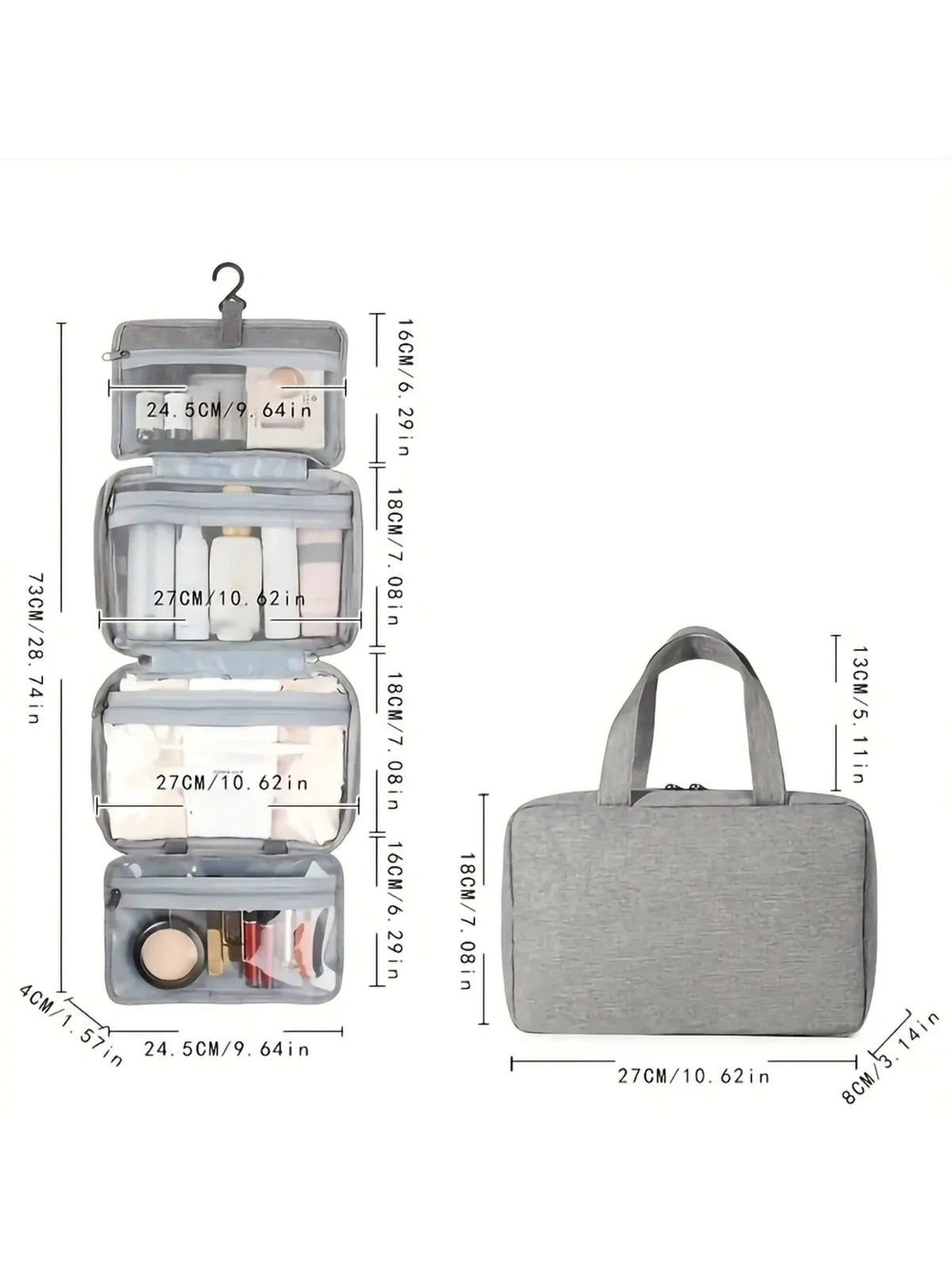 1pc Multi-Functional Foldable Dry And Wet Separation Cosmetic Bag - Glam Warehouse