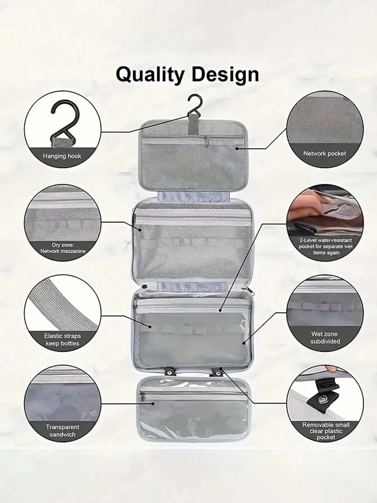 1pc Multi-Functional Foldable Dry And Wet Separation Cosmetic Bag - Glam Warehouse