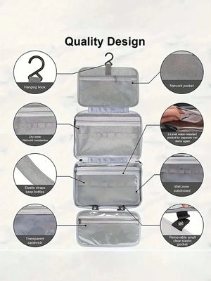 1pc Multi-Functional Foldable Dry And Wet Separation Cosmetic Bag - Glam Warehouse