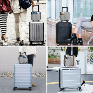 2 Pcs Black Hands-Free Luggage Handle Travel Cup Holder & Organizer Pouch - Glam Warehouse