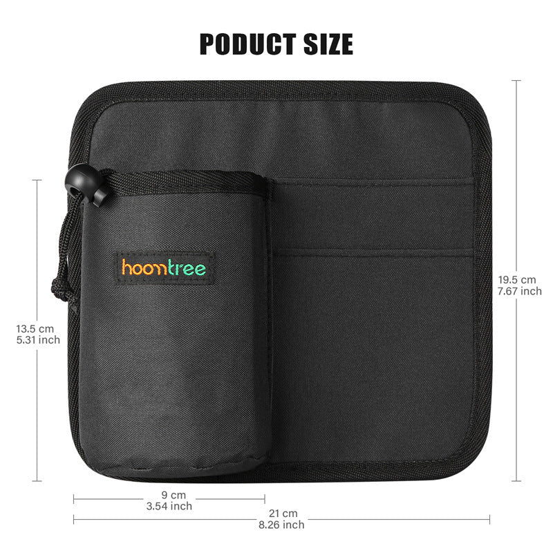 2 Pcs Black Hands-Free Luggage Handle Travel Cup Holder & Organizer Pouch - Glam Warehouse