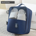 2 Pcs Dark Blue Waterproof Foldable Travel Shoe Storage Bag, Three-Layer Design Shoe Organizer, Portable Shoe Pouch for Trips - Glam Warehouse