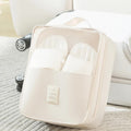 2 Pcs Off White Waterproof Foldable Travel Shoe Storage Bag, Three-Layer Design Shoe Organizer, Portable Shoe Pouch for Trips - Glam Warehouse