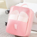2 Pcs Pink Waterproof Foldable Travel Shoe Storage Bag, Three-Layer Design Shoe Organizer, Portable Shoe Pouch for Trips - Glam Warehouse