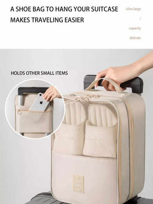 2 Pcs Pink Waterproof Foldable Travel Shoe Storage Bag, Three-Layer Design Shoe Organizer, Portable Shoe Pouch for Trips - Glam Warehouse