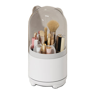 360° Rotating Makeup Brush Bucket Transparent Dust-proof Cosmetic Storage Box(White) - Glam Warehouse
