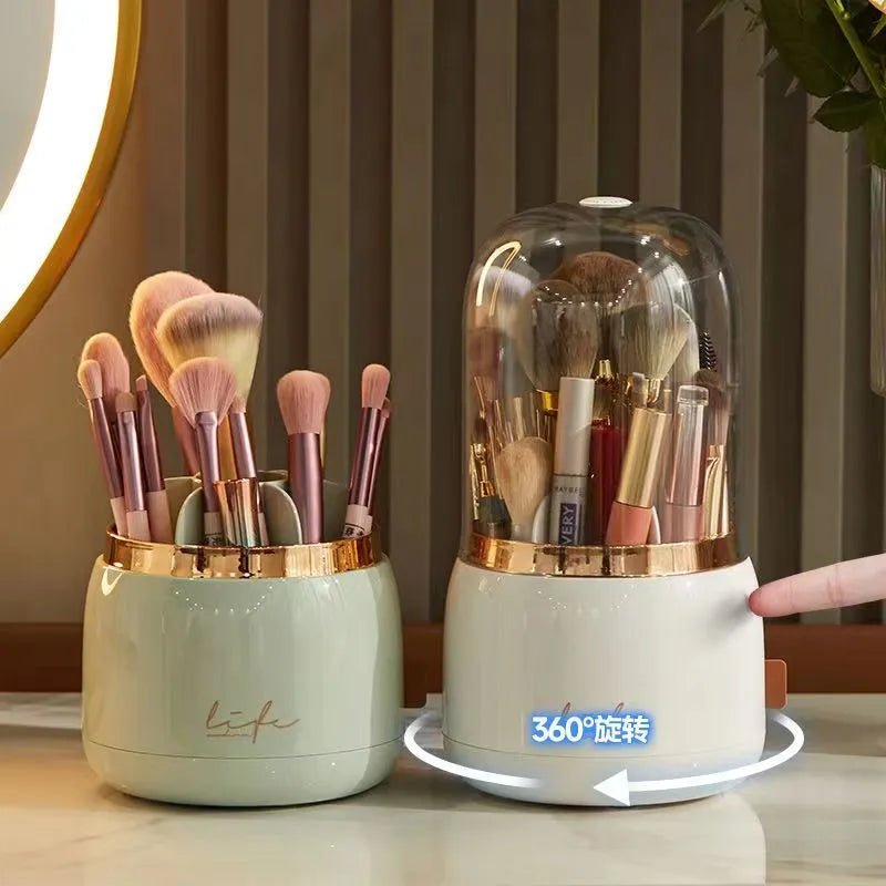 360° Rotating Makeup Brushes Holder Portable Desktop Cosmetic Organizer - Glam Warehouse