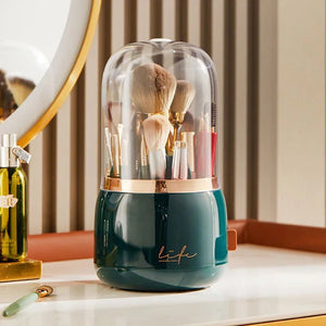 360° Rotating Makeup Brushes Holder Portable Desktop Cosmetic Organizer - Glam Warehouse