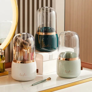 360° Rotating Makeup Brushes Holder Portable Desktop Cosmetic Organizer - Glam Warehouse