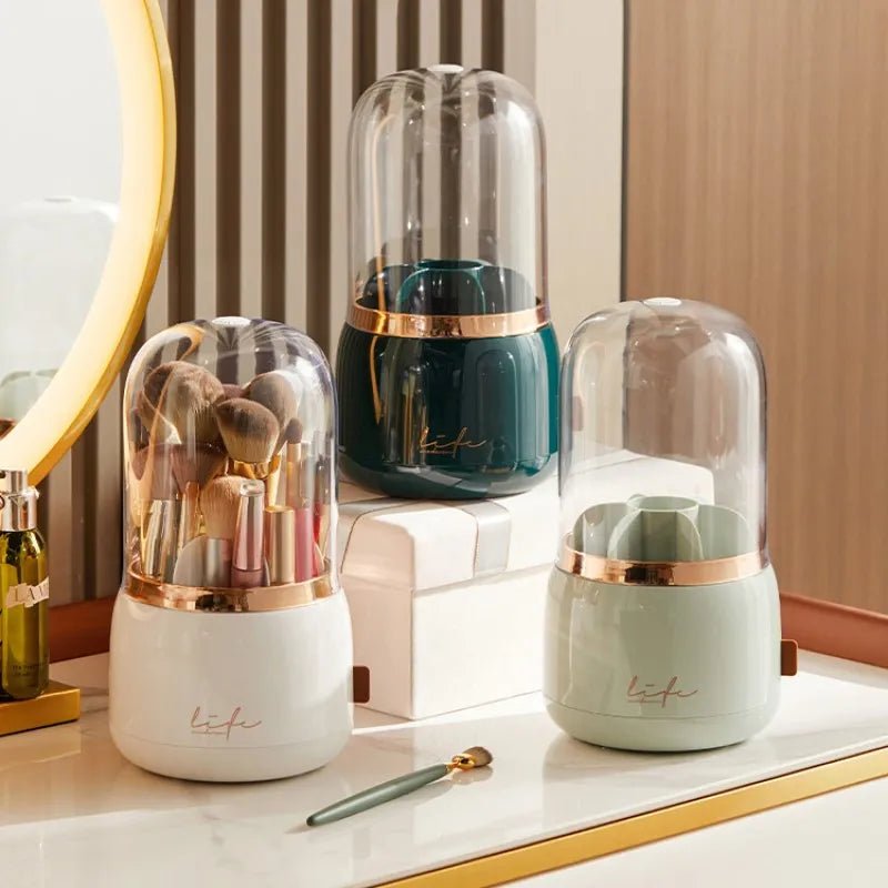360° Rotating Makeup Brushes Holder Portable Desktop Cosmetic Organizer - Glam Warehouse