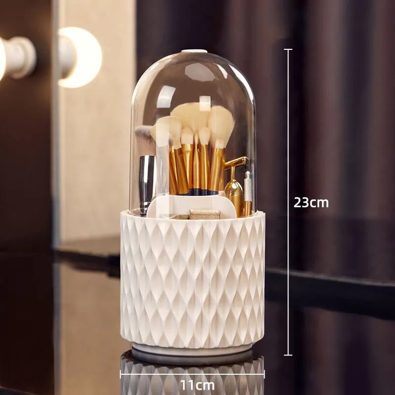 360° Rotating Makeup Brushes Holder Portable Desktop Cosmetic Organizer - Glam Warehouse