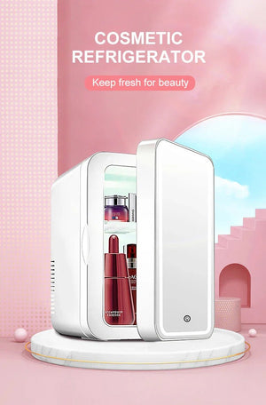 4L Makeup Fridge WIth LED Light Mirror - Glam Warehouse