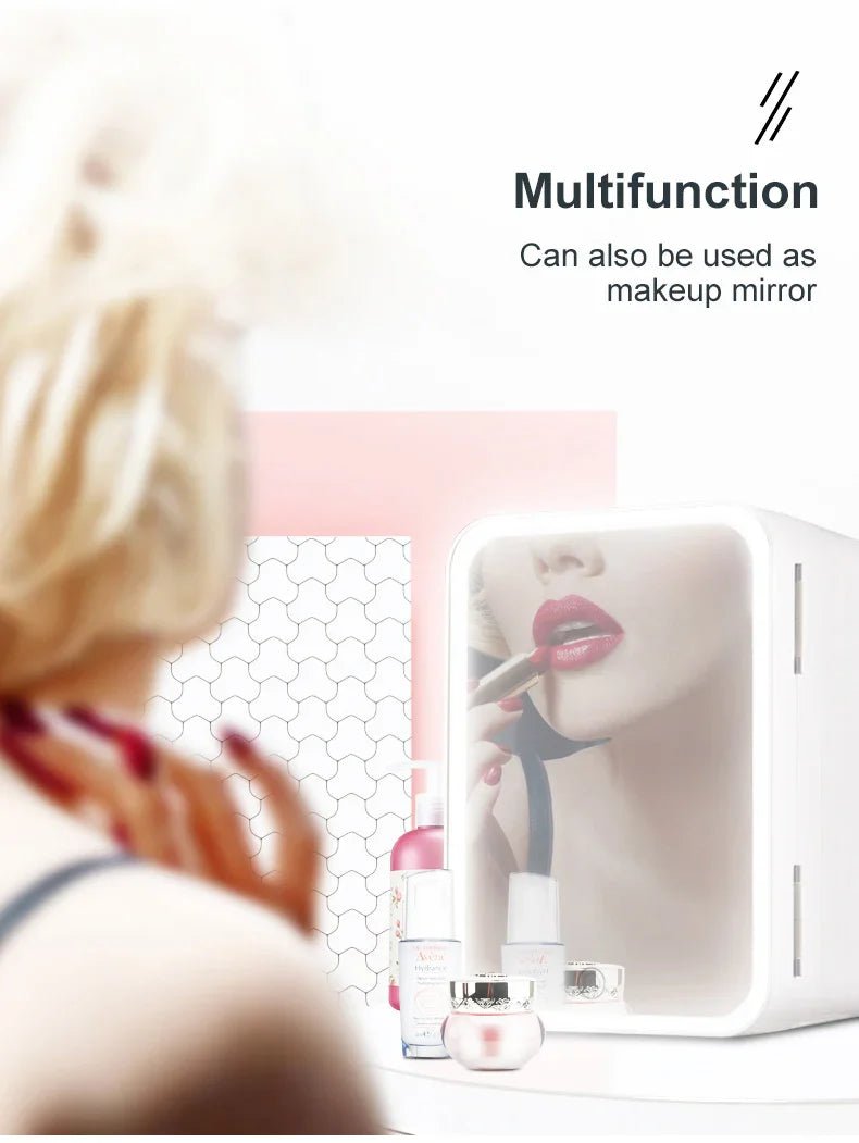 4L Makeup Fridge WIth LED Light Mirror - Glam Warehouse