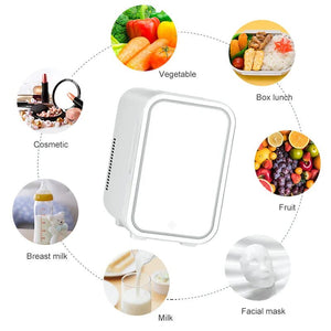 4L Makeup Fridge WIth LED Light Mirror - Glam Warehouse