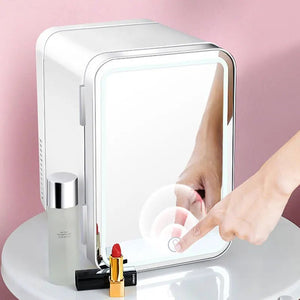 4L Makeup Fridge WIth LED Light Mirror - Glam Warehouse
