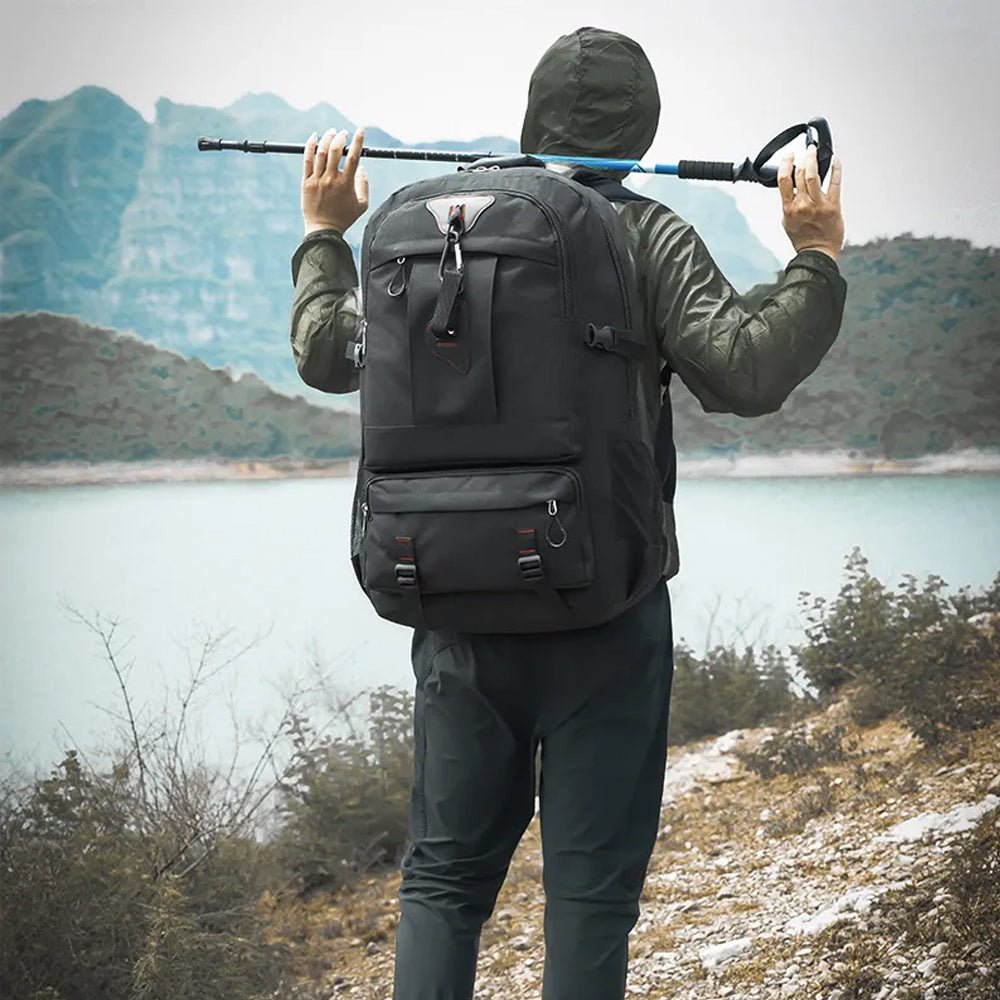 60L Travel Boarding Backpack Outdoor Trekking Luggage Hiking Camping Rucksack Large Capacity Storage Backpack(Black) - Glam Warehouse