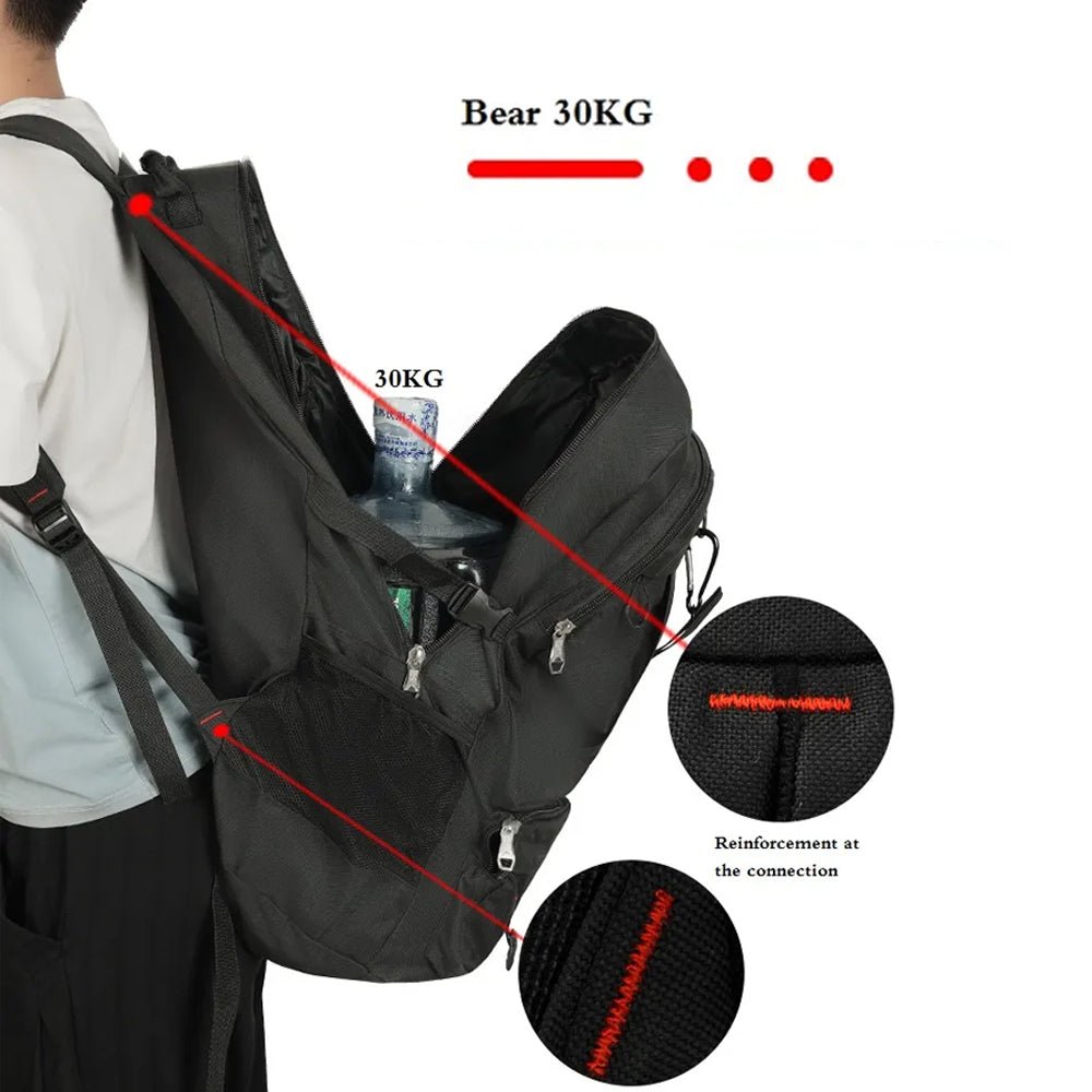 60L Travel Boarding Backpack Outdoor Trekking Luggage Hiking Camping Rucksack Large Capacity Storage Backpack(Black) - Glam Warehouse