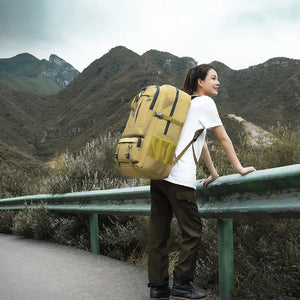 60L Travel Boarding Backpack Outdoor Trekking Luggage Hiking Camping Rucksack Large Capacity Storage Backpack(Khaki) - Glam Warehouse
