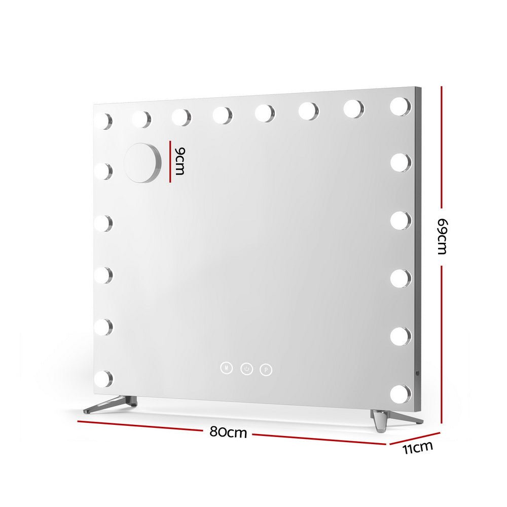 80x65cm Embellir Makeup Mirror Hollywood Vanity with LED Light Silver Legs - Glam Warehouse