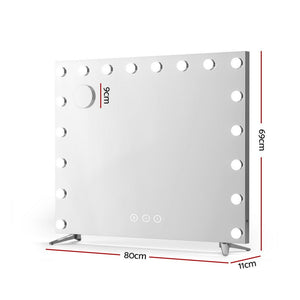 80x65cm Embellir Makeup Mirror Hollywood Vanity with LED Light Silver Legs - Glam Warehouse