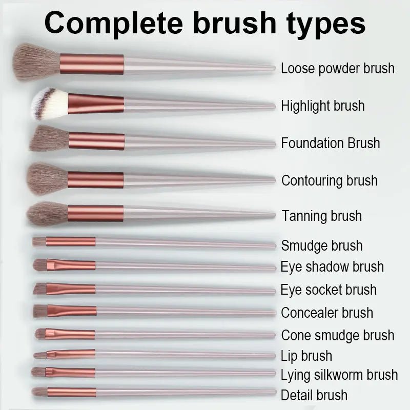 8/13PCS Makeup Brushes Set Fluffy Soft for Beauty Cosmetics - Glam Warehouse