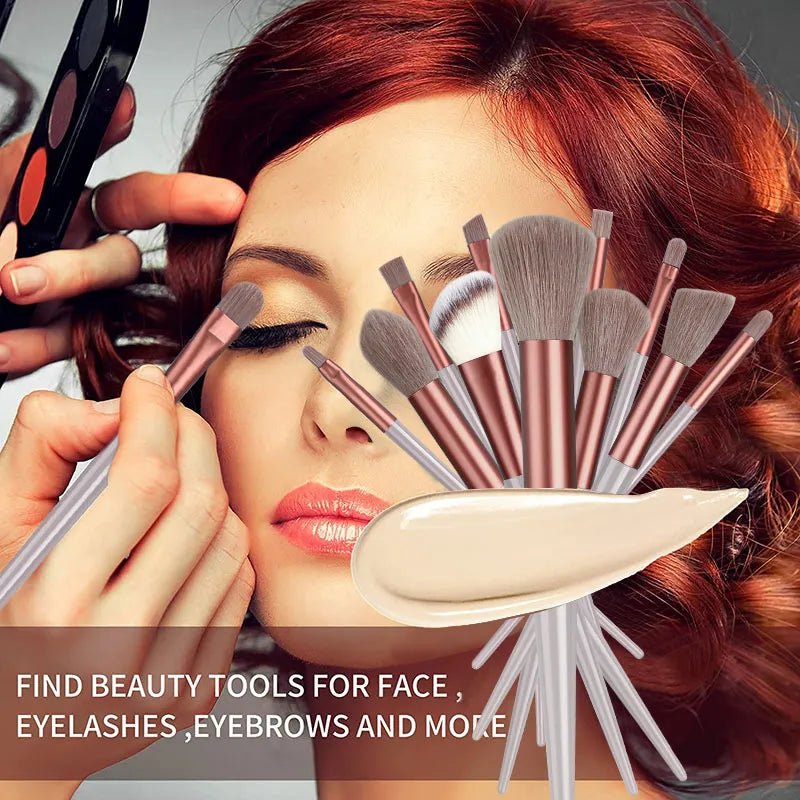 8/13PCS Makeup Brushes Set Fluffy Soft for Beauty Cosmetics - Glam Warehouse