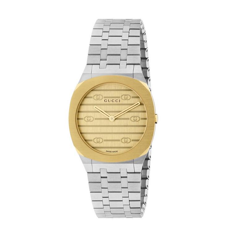 Gucci 25h 18ct Yellow Gold Plated Ladies Watch