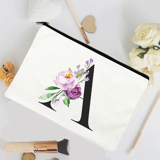 Fashion Alphabet Flowers Cosmetic Bag