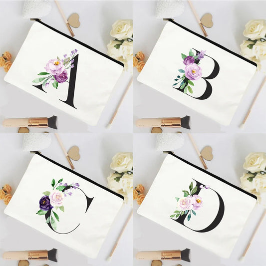 Fashion Alphabet Flowers Cosmetic Bag