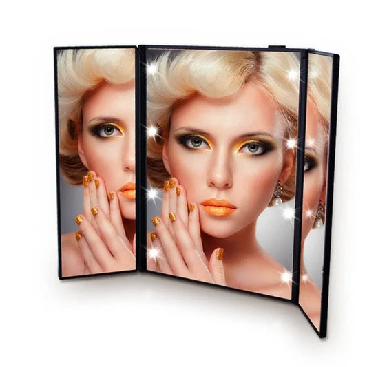 Portable Makeup Mirror with Hand Folding Led Mirror Lamp