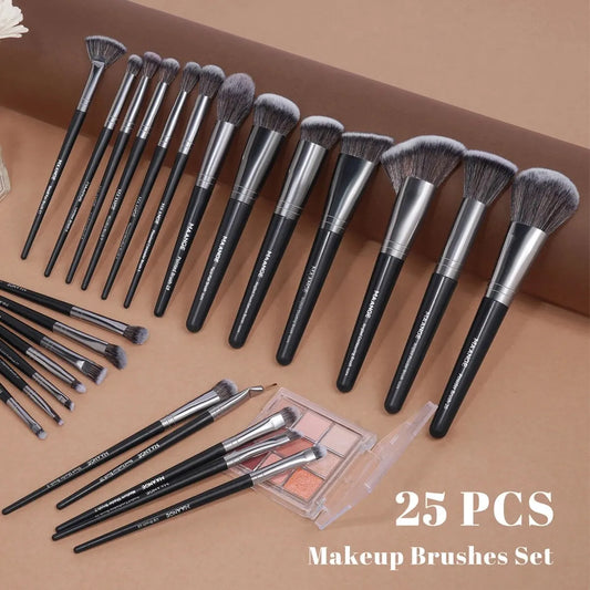 25-Piece Makeup Brush Set with 12-Piece Powder Puff and Concealers