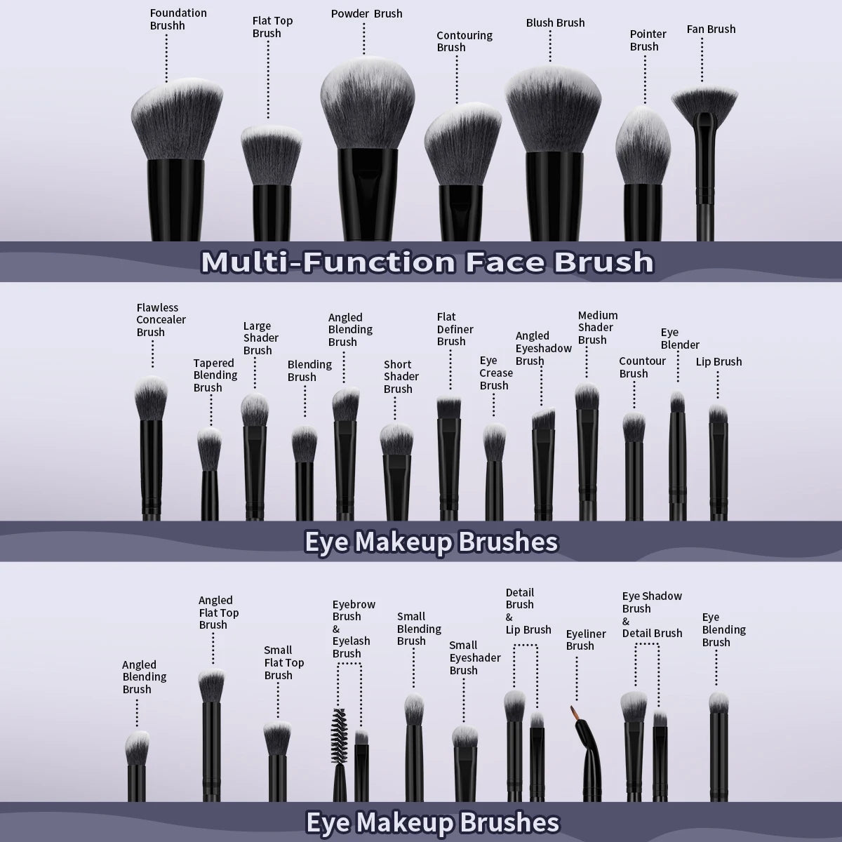 49 PCS Black Makeup Brushes Kit