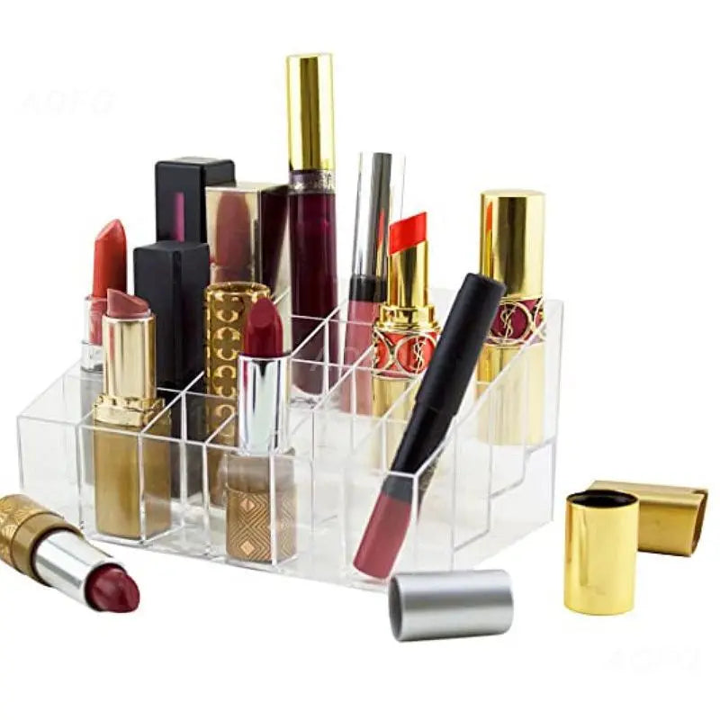 Acrylic Clear 40 Grid Lipstick Holder Stand Case Makeup Organizer