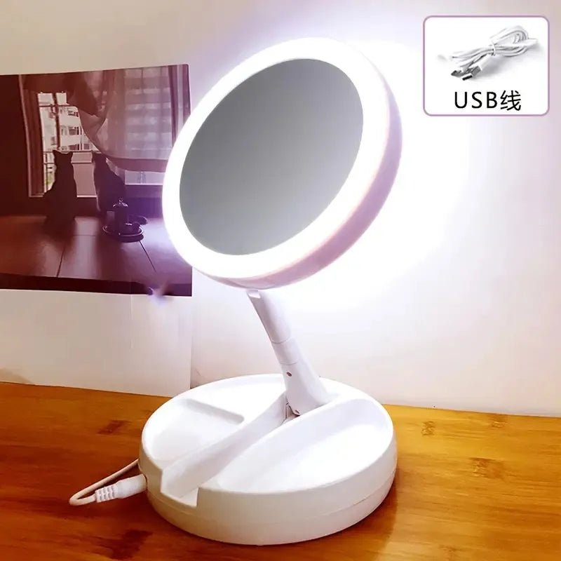 Dual Purpose Double-Sided LED Makeup Mirror